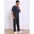 thumbnail image 5 of DARING DIVA Men's Henley Short Sleeve Button Down Jacquard Knitted T-Shirt M Dark Blue, 5 of 7