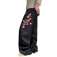 thumbnail image 2 of Mrmall Men's Baggy Jeans Blossom Embroidery Pattern Wide Leg Loose Fit Y2K Jeans Mid Rise Denim Pants Streetwear, 2 of 6