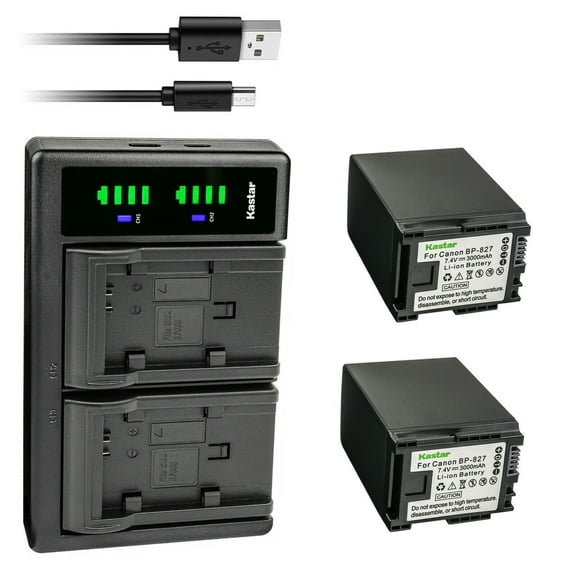 Kastar 2-Pack Battery and LTD2 USB Charger Replacement for Canon BP-809 BP809 BP-809/B BP-809/S, BP-819 BP819, BP-827 BP827 Battery, Canon CG-800 Charger