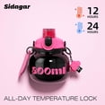 thumbnail image 4 of Sidagar 800ml Insulated Stainless Steel Water Bottle with Straw and Carry Handle, Leak-Proof, Wide Mouth, Black, 4 of 9