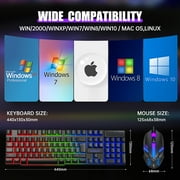 Gaming Keyboard and Mouse Combo, LED RGB Backlit Wired Keyboards 104 Keys Mechanical Feel Anti-ghosting & 7 Colors Gaming Mouse W/ Mouse Pad, for Windows/XP/Vista PC Laptop Computer Gamer