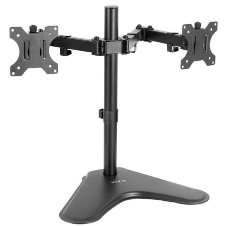 VIVO Full Motion Dual Monitor Free-Standing Desk Stand VESA Mount Double Joints | Holds 13