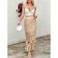 thumbnail image 4 of Lace Patchwork Women's Hollow Out Maxi Skirts High Waisted Boho Fringe Hem Long Skirt, 4 of 6