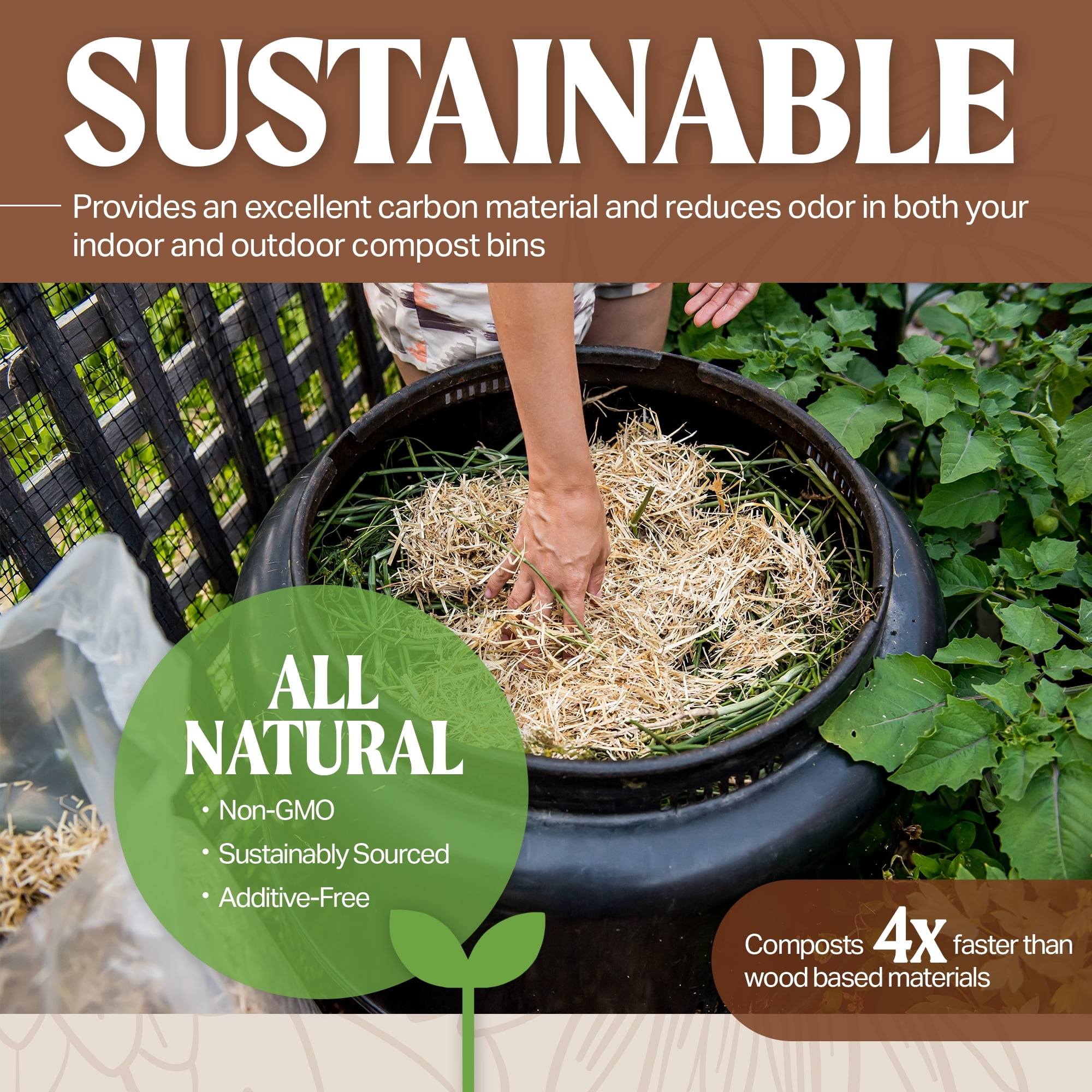 HealthiStraw GardenStraw Mini, 0.5 cu ft (4 lbs) – Straw Mulch for Gardens, Vegetables & Lawn Seeding - Water-Conserving, Weed-Suppressing - Clean, Sustainable