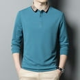thumbnail image 3 of Men's Classic Solid Color Simple Versatile Polo Long Sleeve T-shirt, 3 of 6