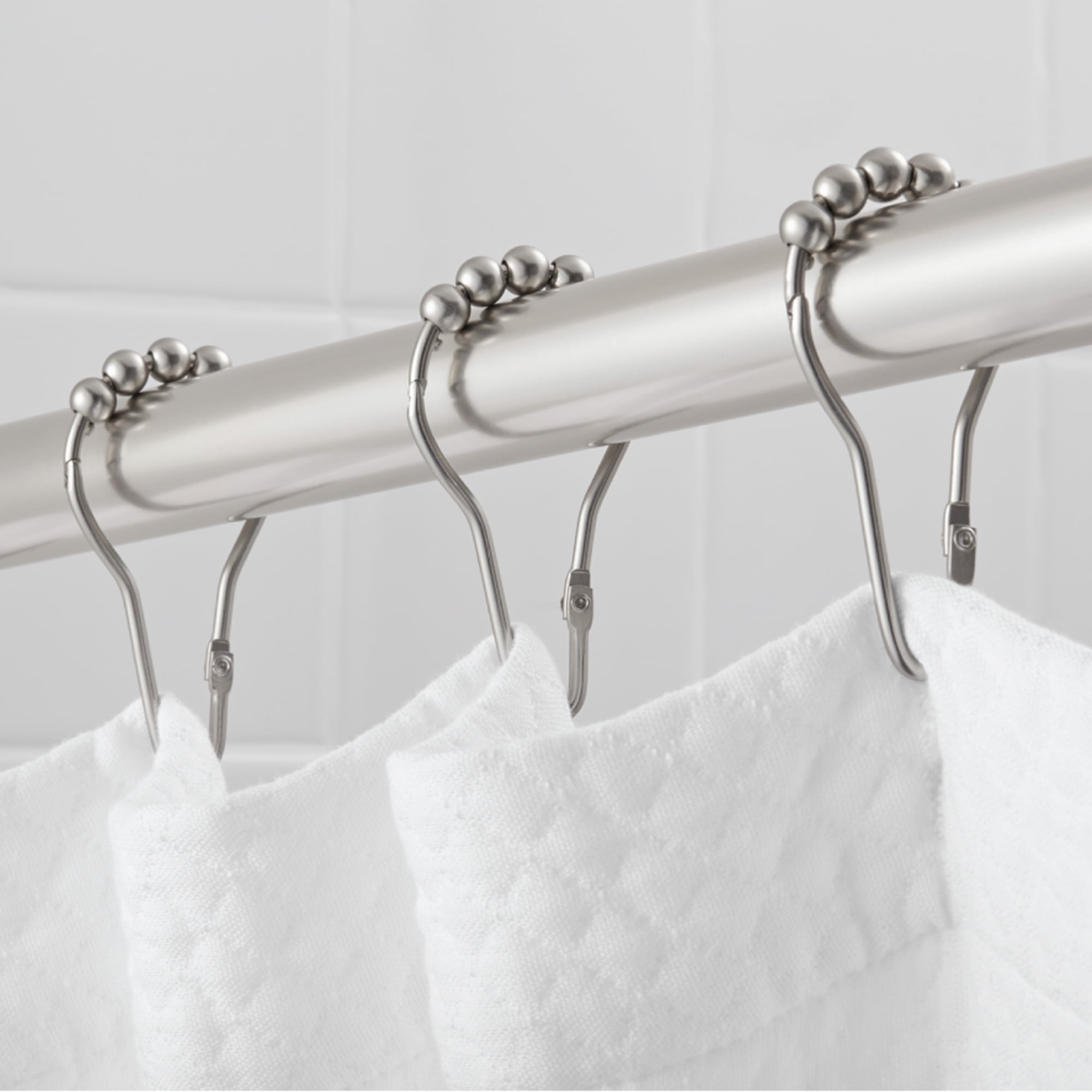 Hotel Style V Glide Hinged Roller Bead, Shower Curtain Ring Extenders