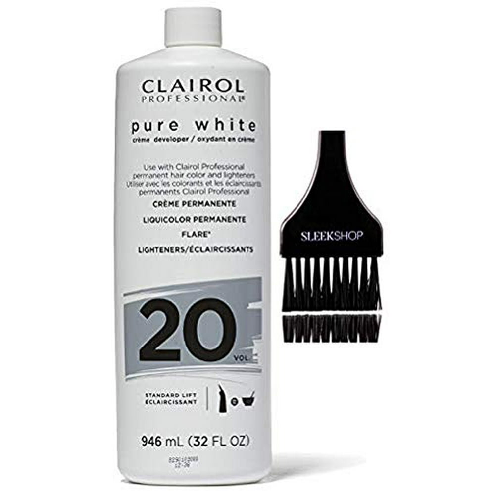 Clairol PURE WHITE Creme Developer (w/Sleek Tint Brush) Haircolor Cream Peroxide for Permanent