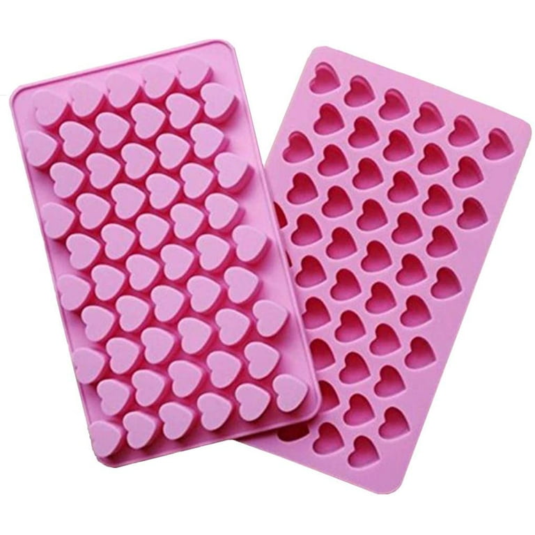 Silicone Mold Mini Heart Shape Silicone Ice Cube Molds Trays/Chocolate Mold  Pink Set of Two 