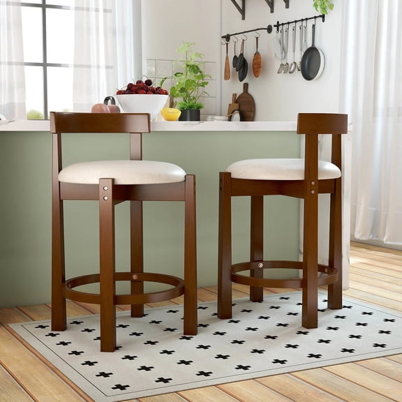 DRAZUNO 24” Counter Height Bar Stools Set of 2 w/Backrests & Footrests for Kitchen