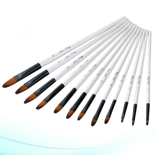 unbranded 12Ud De Pinceles Para Arte Y Manualidades Con Material Resistente Y Mango De Madera