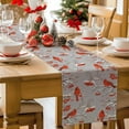 thumbnail image 2 of Christmas Table Runner Cardinal Bird Red Berry Table Runners Snowy Grey Cotton Linen Dresser Scarf Kitchen Dining Table Decor for Christmas Holiday Party Decor 13x36 Inch, 2 of 9