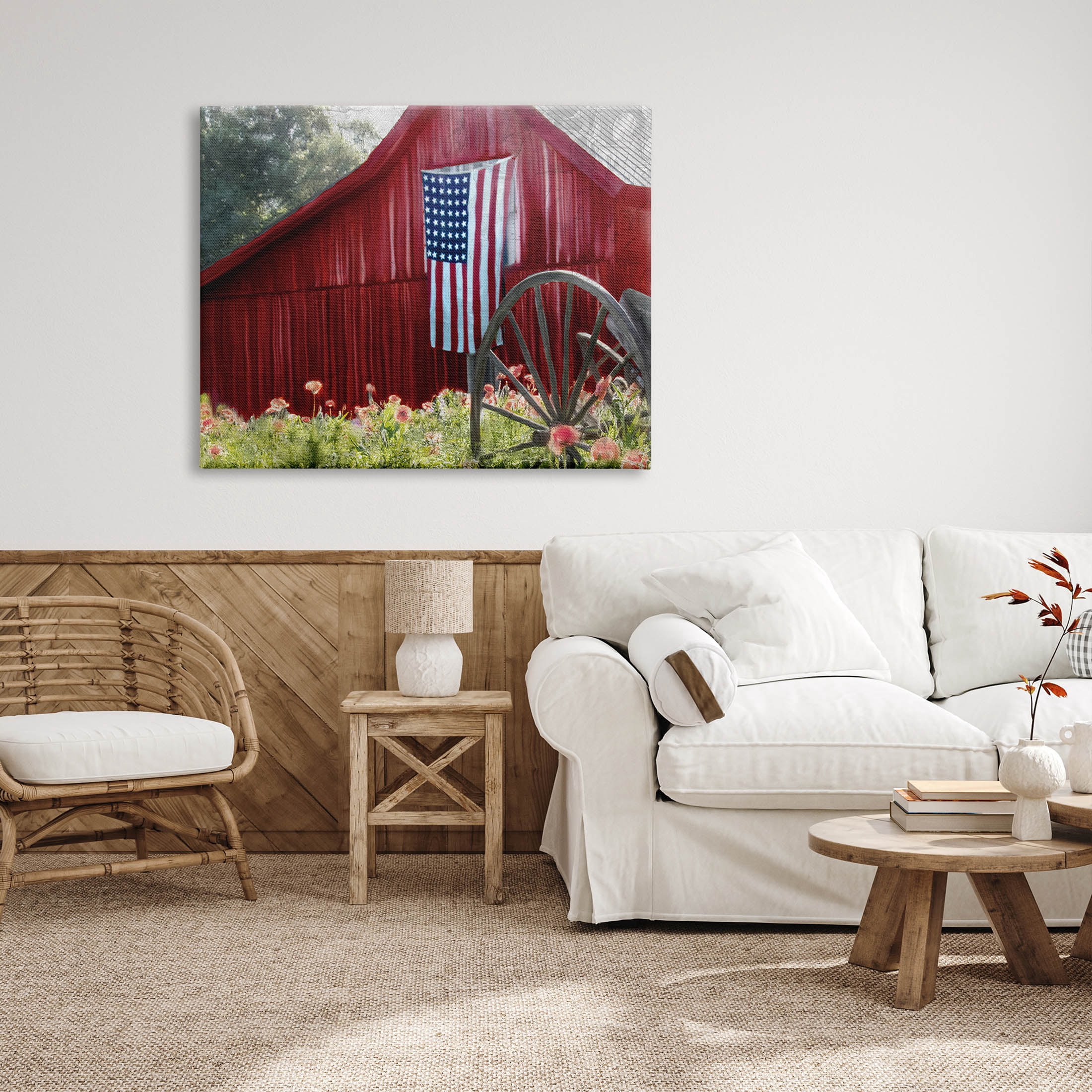 Country Farm Meadow Americana Town & City Graphic Art Gallery Wrapped Canvas Print Wall Art