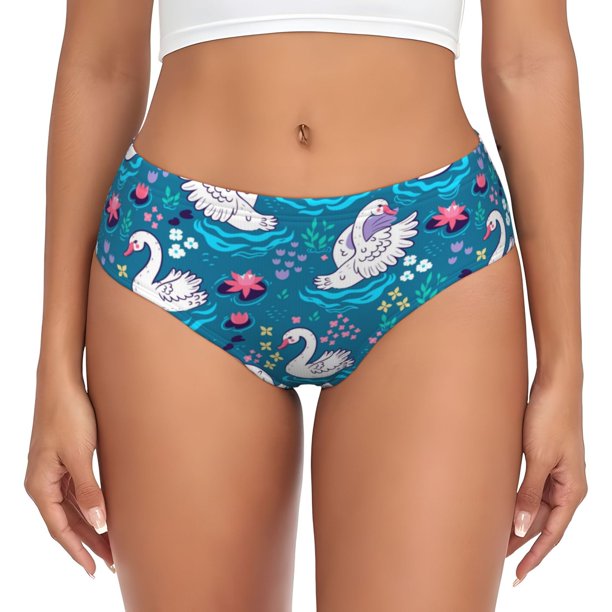 Balery Swan On The Pond Ropa Interior de Algodón para Mujer con Dibujo – Braguitas Cómodas y Elásticas, Estilo Clásico-4X-Large