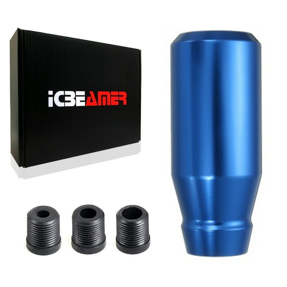 ICBEAMER Blue Aluminum Shift Knob, Fit Automatic and 4, 5 and 6 Speed Manual Transmission Vehicles, Interior Car Gear Lever Stick Shift Handle Automotive Replacement Parts, 1 Piece
