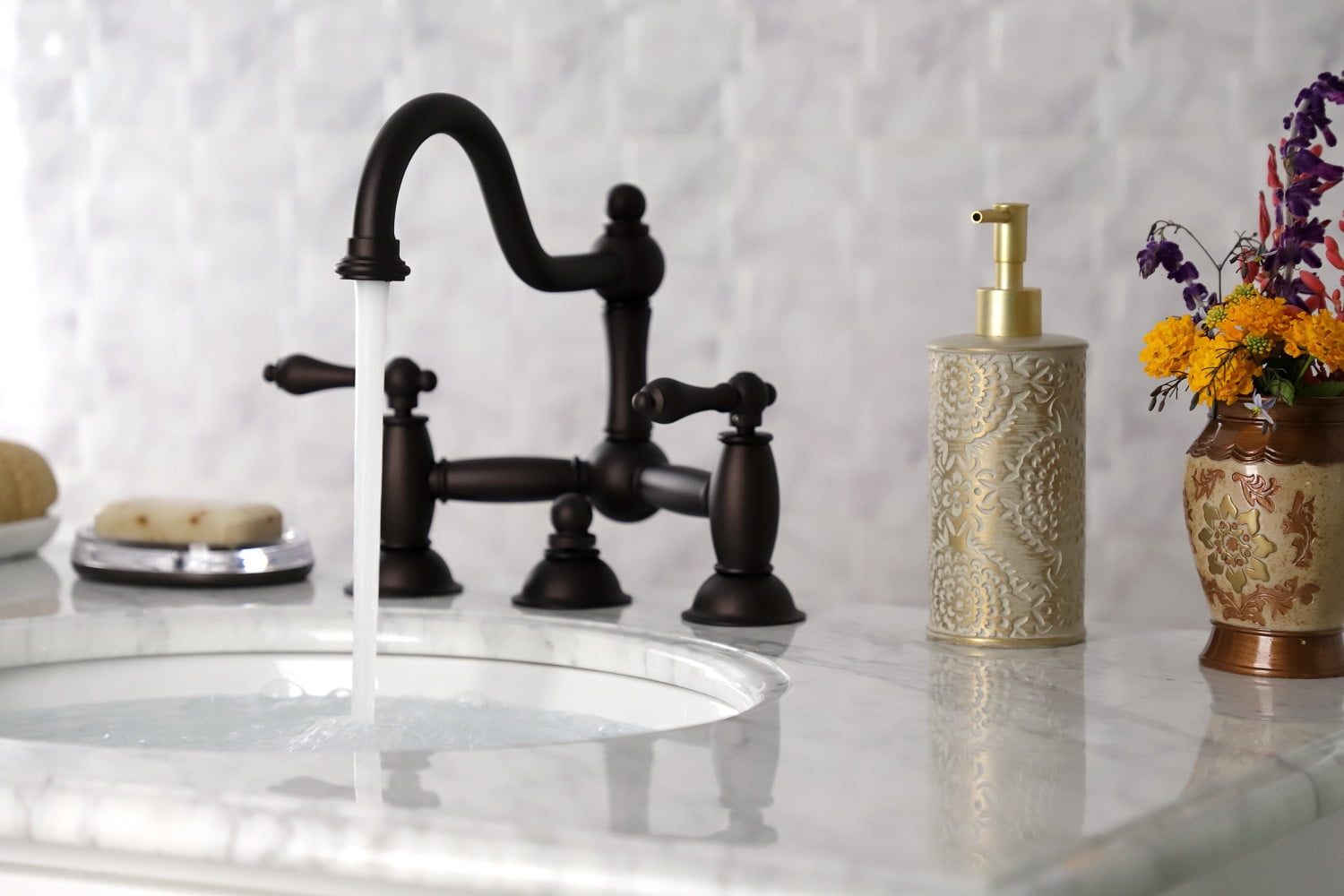 Kingston Brass Two Handle 8" Widespread Lavatory Faucet with Brass Pop-up