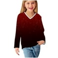 thumbnail image 6 of Piuwrlz Long Sleeve T-Shirt for Kids Girls Boys Cotton Shirts Printed V-neck V-neck T Shirt Tops Red Size 3 Years, 6 of 8