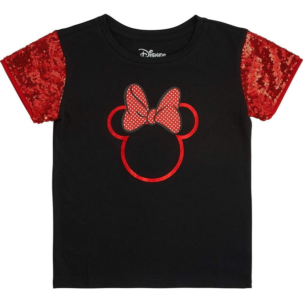 Minnie Mouse Girls Sequin Short Sleeve T Shirt Disney L 10 12 Red Walmart Com