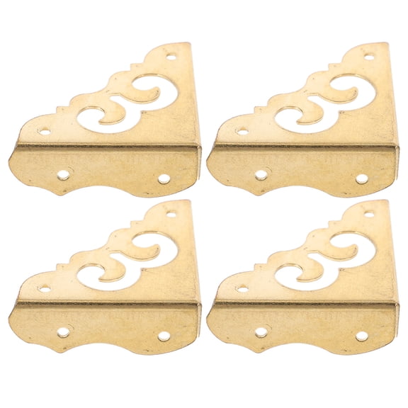 Worgeous 4pcs Decorative Copper Box Corners Vintage Metal Triangle Corner Protector Antique Edge Guards for Jewelry Box Wood Case Picture Frame Desk Furniture Golden