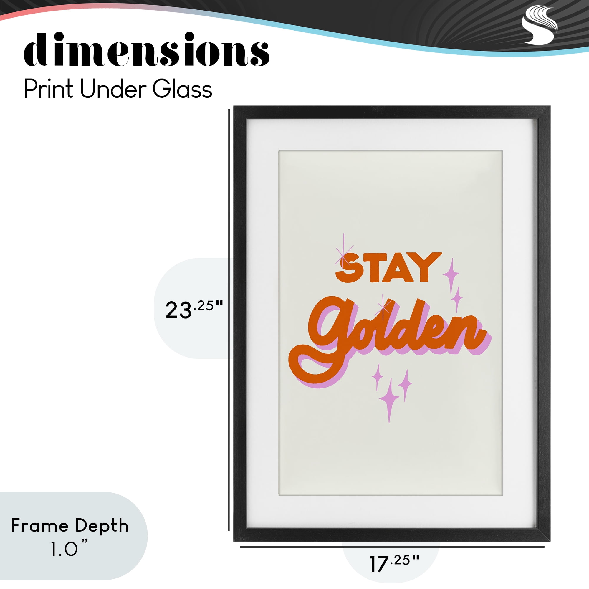 Stupell Industries Stay Golden Retro Letters Black Framed Print Under Glass, design by Indira Prieto | IndySign