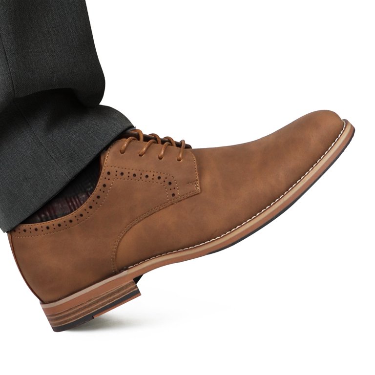 BIGTREE Mens Brown Lace up Dress Shoes Casual Oxford Leather  display picture 1