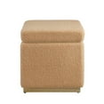 thumbnail image 3 of Linon Hawn Square Wood Upholstered Ottoman in Tan, 3 of 10