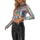 thumbnail image 1 of INSPIRAR CHIC Blusas Cortas Metálicas de Manga Larga con Cierre para Mujeres XS Multicolor Negro, 1 of 5