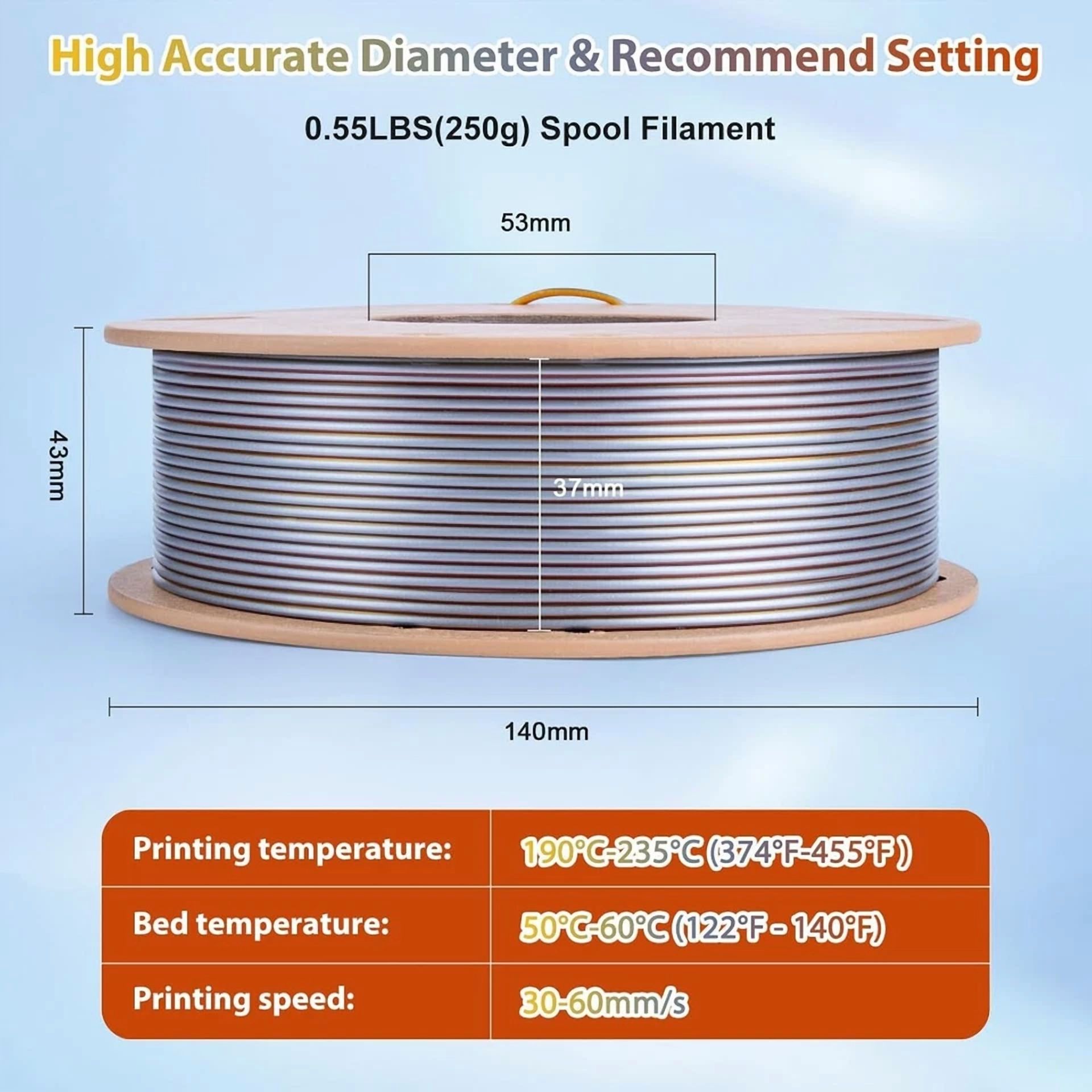 CRESTIN- Triple Color Silk Pla Filament 1.75Mm, Gold Silver Copper, 250G Spool