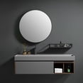 thumbnail image 2 of AUKTOPT 24'' Black Framed Bathroom Vanity Mirror, Round Wall Mounted Mirror for Over Sink, 2 of 5