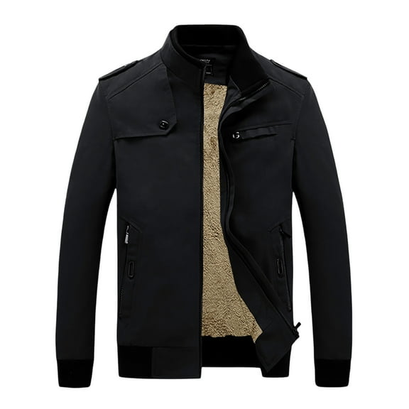 uikmnh Jackets for Men,Men'S Autumn and Winter Lined Thickened Hoodless Long Sleeved Jacket Coat,Winter Jackets for Men Size:XL