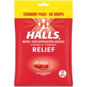 HALLS Relief Strawberry Cough Drops, Economy Pack, 80 Drops