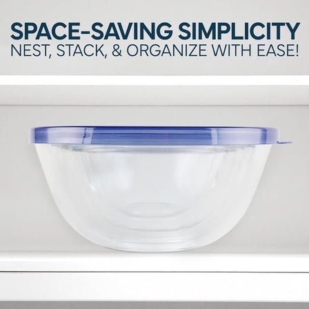 12 Pc Glass Mixing Bowl Set with Lids – Borosilicate Glass Nesting Bowls for Cooking, Baking and Meal Prep, Blue