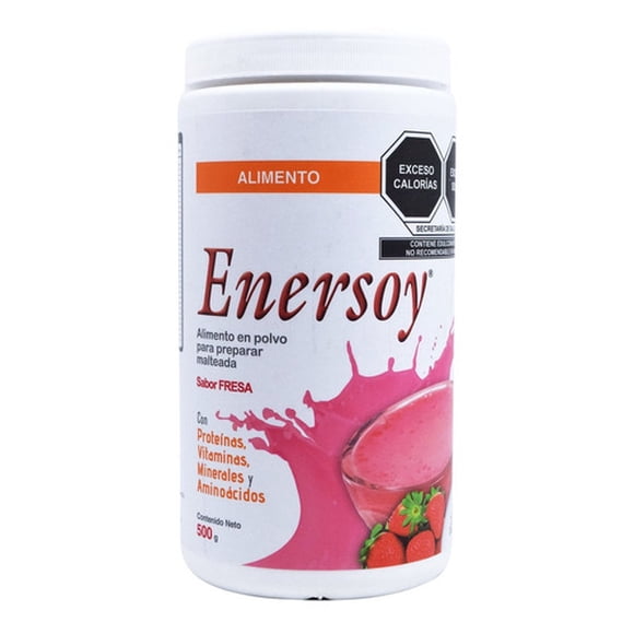 Malteada Proteína Enersoy Vitaminas Minerales Fresa 500g Salud Natural