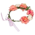 thumbnail image 2 of Corona Para El Cabello, Flor Artificial Diadema De Flores Poliéster Ajustable Suave Durable Para Mujeres Amigas Para Bodas Fiestas Festivales Playas Tomar Fotos ANGGREK beige coral, 2 of 8