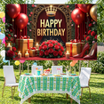 thumbnail image 6 of Royal Crown Banner Red Roses Birthday Display Gold Gift Boxes Red Balloons Royal Backdrop for Birthday Party Indoor Decoration Photo Backdrop, 6 of 9