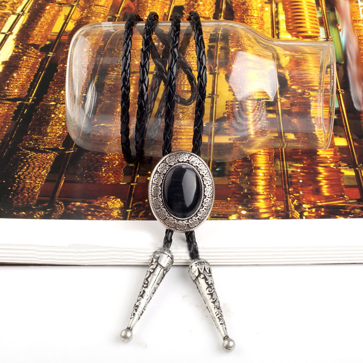 Details about   Indian Western Cowboy Black Stone Bolo Tie Rodeo Dance Necktie Bootlace Ties 