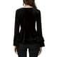 thumbnail image 3 of INSPIRAR CHIC Blusa de terciopelo de Navidad para mujeres, escote en V, fiesta de Halloween, manga larga acampanada, top peplum XL negro, 3 of 7