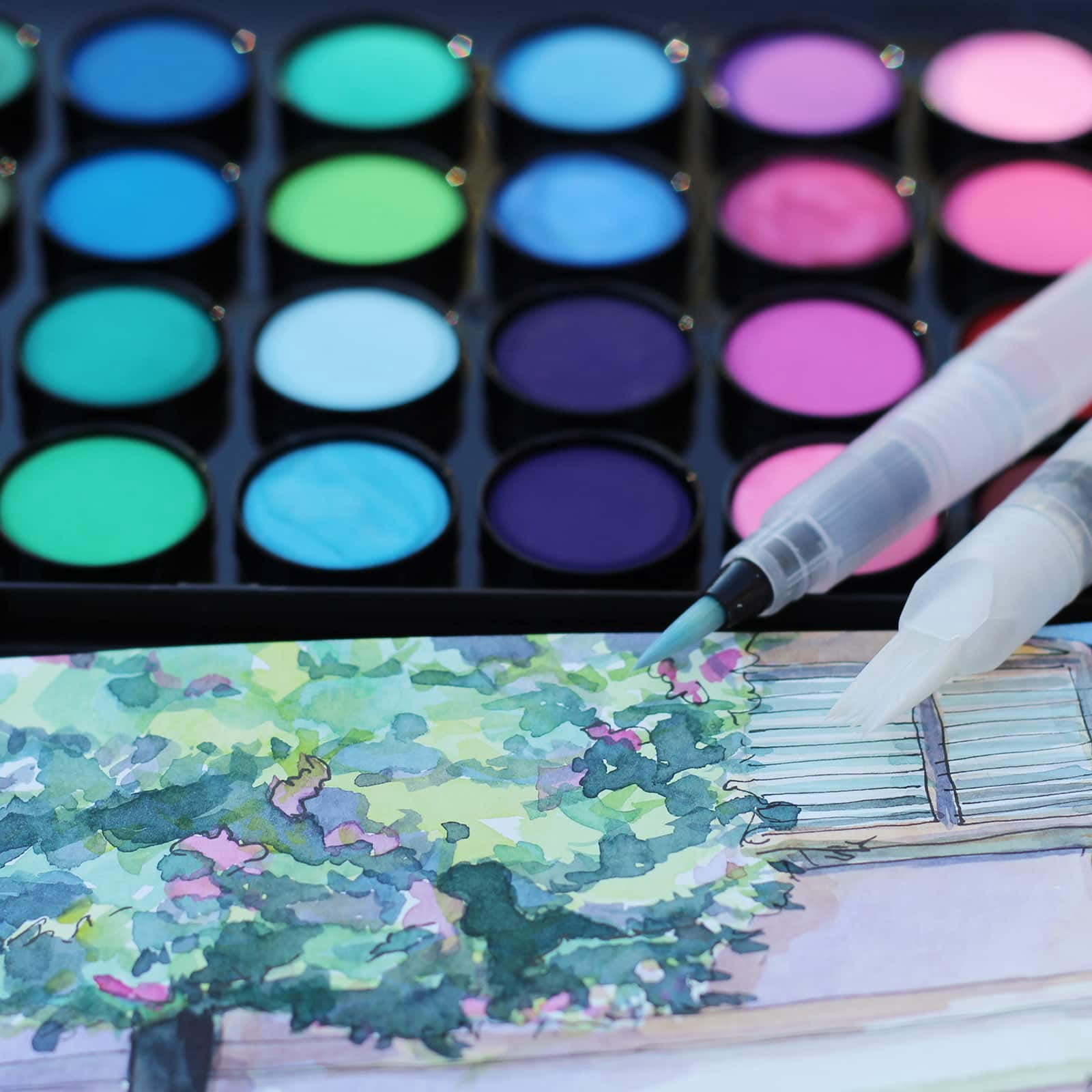 Yasutomo Niji Aquarelle Matte Watercolors Set, 12 Pack