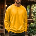 thumbnail image 5 of Mens Crewneck Sweatshirts Casual Stylish Long Sleeves Solid Color Pullover Fall Winter Lightweight Fleece Workout Athletic Sweatshirt Orange 3XL, 5 of 6