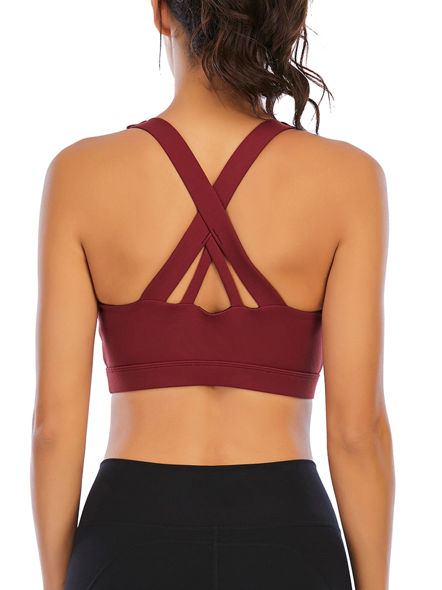FANNYC Sports Bra For Women, CrissCross Back Padded Strappy Sports