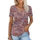 thumbnail image 2 of Camiseta de manga corta suelta con cuello en V y estampado calado informal a la moda para mujer Pompotops hkajfhjk467941, 2 of 5