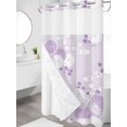 thumbnail image 3 of No Hook Shower Curtain with Snap-in Liner, Purple White Floral Waterproof Fabric Bathroom Curtains, Spring Botanical Leaves Farmhouse Bath Curtains & Mesh Top Window Narrow 36"x78", 3 of 9