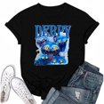 thumbnail image 1 of 2025 Movie Kpop Demon Hunters T-Shirt Summer Tshirts Casual Loose Girls T Shirt Graphic Clothes Fashionable Unisex Short Sleeve Cartoon Graphic Tee for K-Pop and Movie Fans#Black XL, 1 of 4