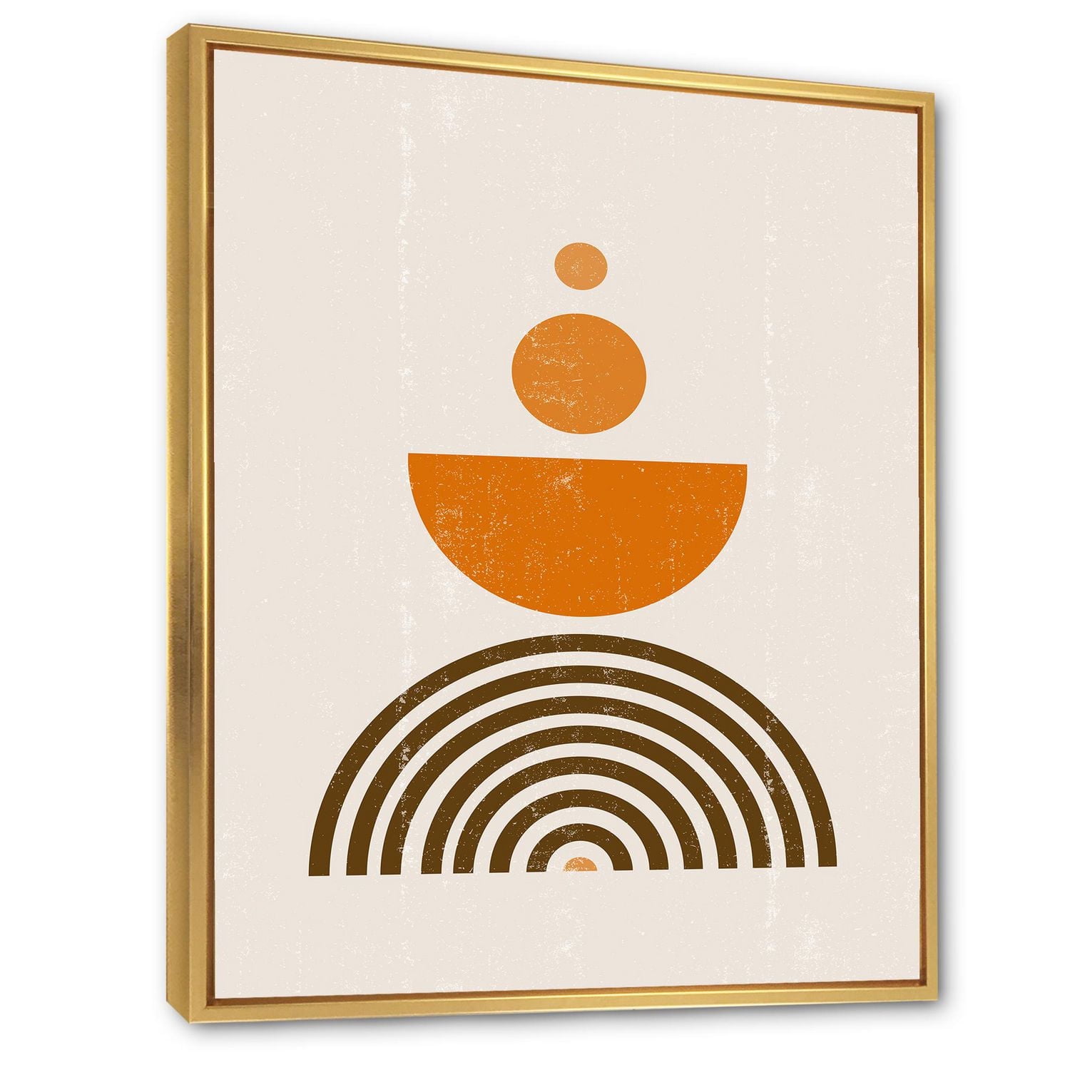 Designart Abstract Rainbow Sun and Moon In Earth Tones V FLOAT FRAME WALL ART