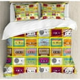 thumbnail image 3 of 70s Party Duvet Cover Set Twin Size, Music Tape Design Artistic Pattern Audio Cassette Oldschool Cool Record Analogue, Decorative 2 Piece Bedding Set with 1 Pillow Sham, Multicolor, by Ambesonne, 3 of 3