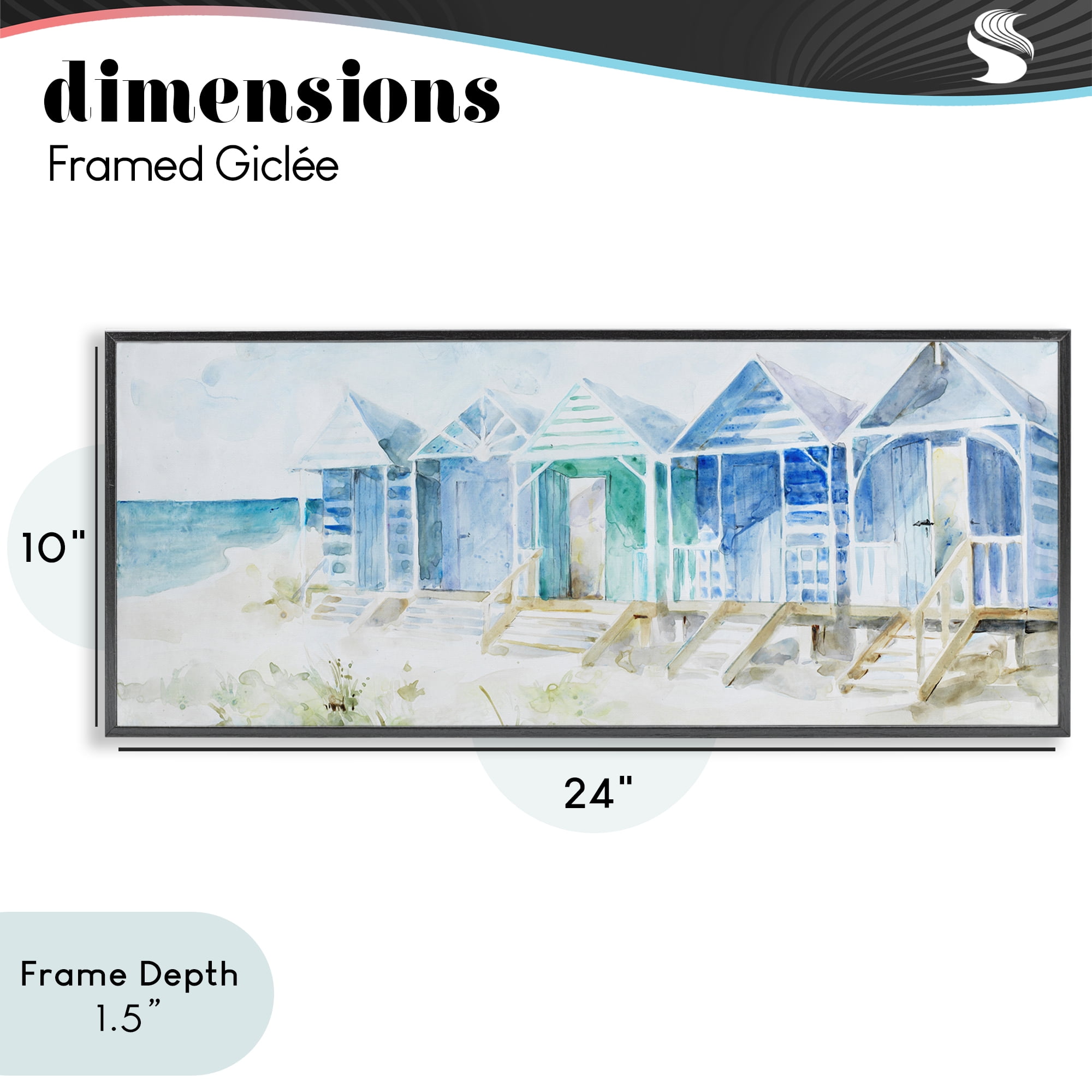 Stupell Industries Beach Cabins in a Row Black Framed Giclee Art, design by Lorenzo Collective