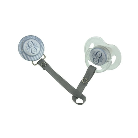 Personalized Monogram Damask & Stripes 3D Pacifier Clip