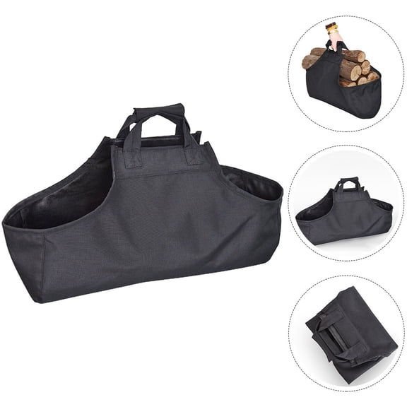 PAMINGONO Firewood Carrier Bag, Black Log Tote for Easy Wood Transport, 1 Piece