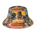 thumbnail image 3 of Daiia Psychedelic Band Hotdog Art Pattern Bucket Hat - Trendy Cotton Sun Hat for Beach, Golf, Fishing - Fun Outdoor Vacation Boonie for Men and Women, 3 of 9