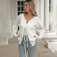 thumbnail image 6 of Comdrip Tie Front Sweaters for Women, Women's Tie Front Crewneck Knit Cardigan Long Sleeve Knit Sweater Tops Cute Winter Clothes Cardigan Sweaters for Women White XL, 6 of 9