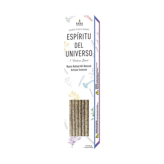 Espiritu del Universo | 10 Pack Hand Rolled Natural Incense Sticks for Space Clearing Negative Energy Smudging Meditation | 7 Chakra Blend